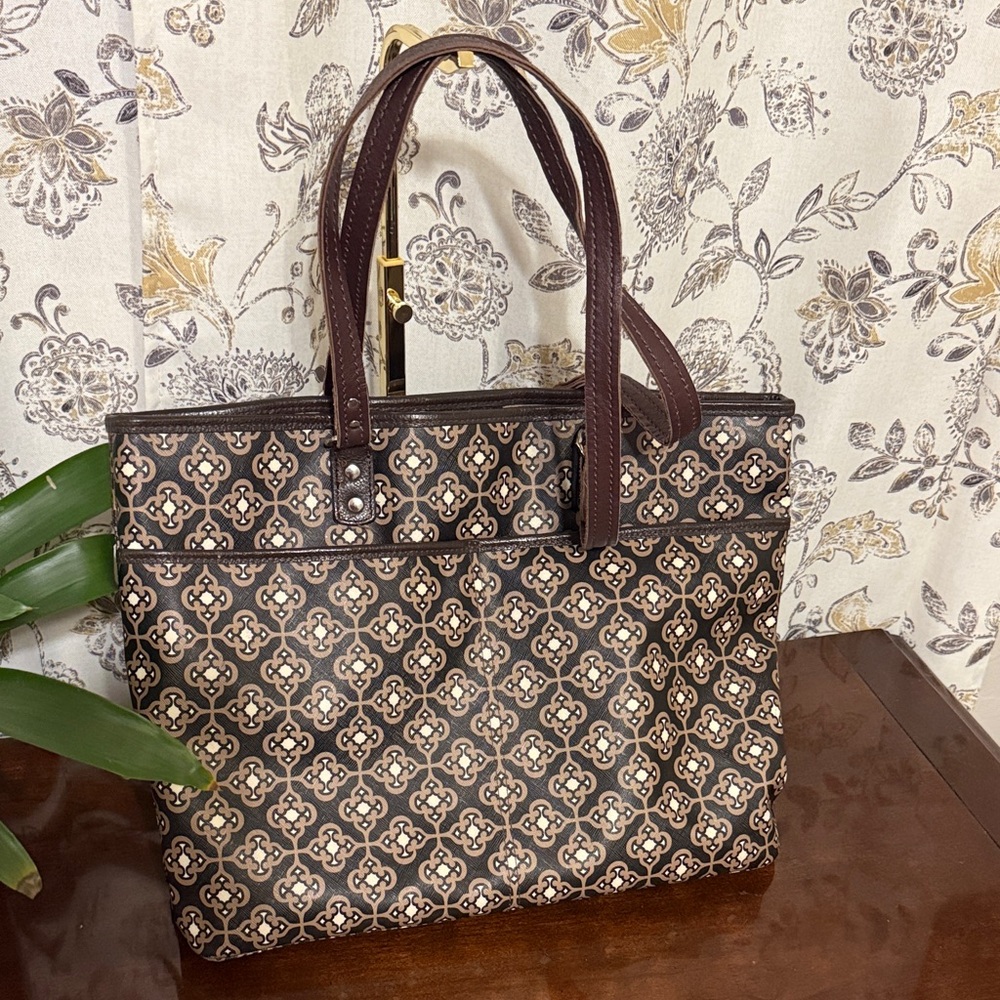 Brighton Large Brown and Cream Patterned Tote